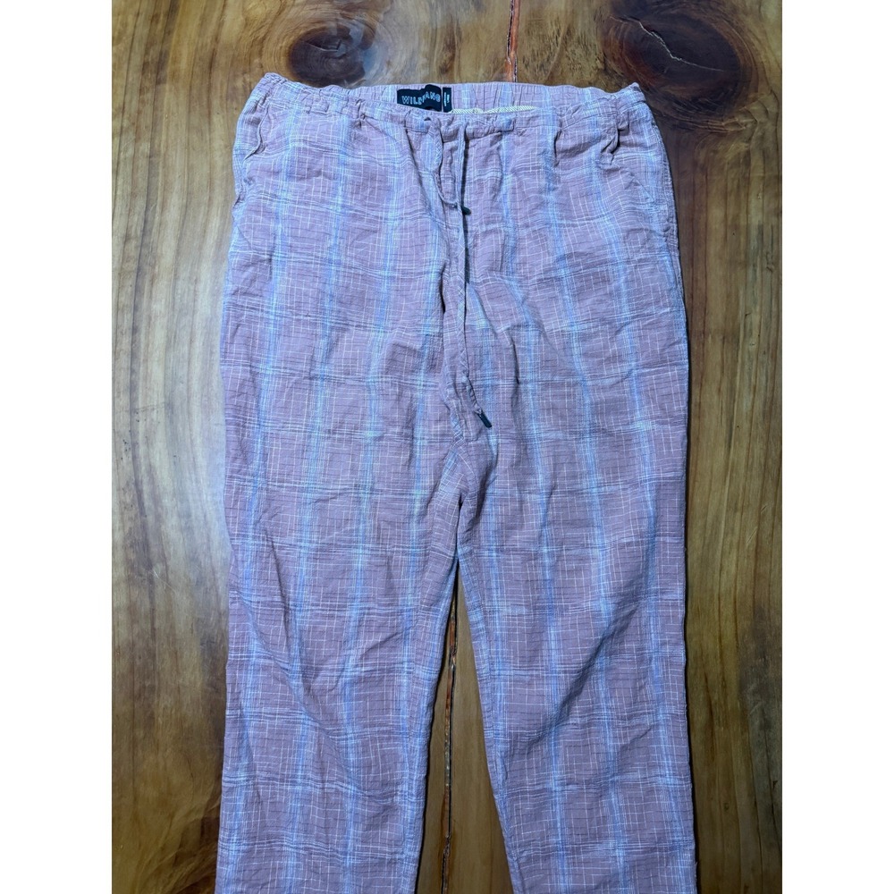 Wildfang Women's pants L Cotton Chino Drawstring Straight Essential Plaid P29 - Picture 2 of 6